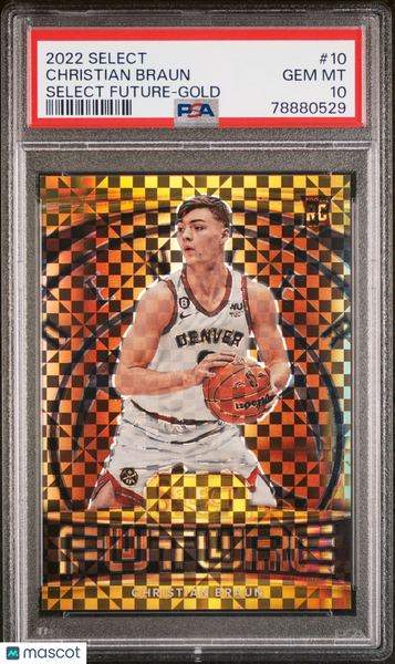 Christian Braun - 2022 Panini Select Select Future Rookie Gold 7/10 PSA 10 #10