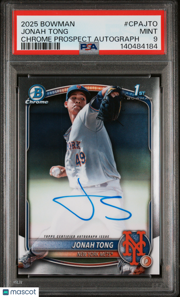Jonah Tong - 2025 Bowman Chrome Prospect Autographs PSA 9
