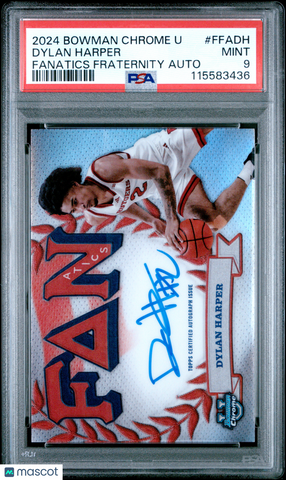 Dylan Harper - 2024 Bowman Chrome University Fanatics Fraternity Auto PSA 9