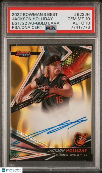 Jackson Holliday - 2022 Bowman's Best Gold Lava Auto PSA 10 69/75