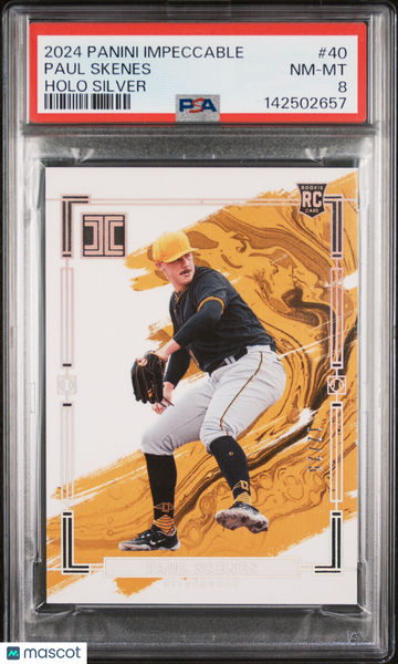 Paul Skenes - 2024 Panini Impeccable Rookie #40 Holo Silver 12/25 PSA 8