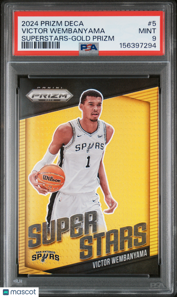 Victor Wembanyama - 2024 Panini Prizm Deca Superstars Gold PSA 9 7/10