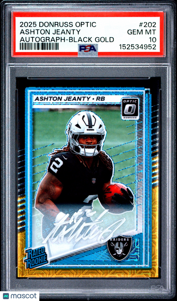 Ashton Jeanty - 2025 Panini Donruss Optic Autograph Black Gold PSA 10 /60