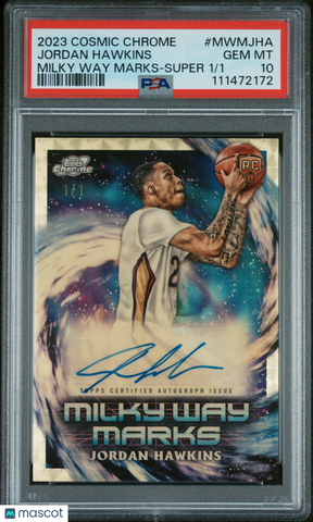 Jordan Hawkins - 2023 Cosmic Chrome Milky Way Marks Autographs Super PSA 10 1/1