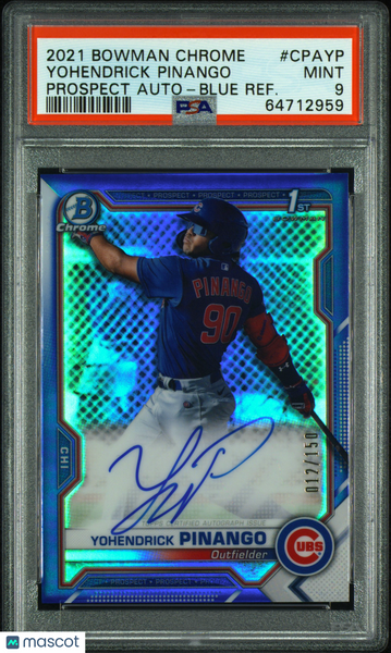 Yohendrick Pinango - 2021 Bowman Chrome Prosc Auto Blue Refractor PSA 9 12/150