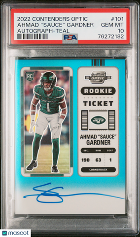 Ahmad "sauce" Gardner - 2022 Panini Contenders Optic Autograph Teal PSA 10 97/99