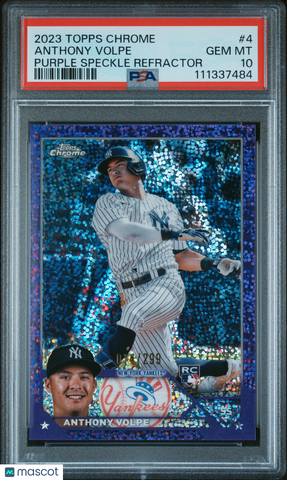 Anthony Volpe - 2023 Topps Chrome Purple Speckle Refractor PSA 10 014/299