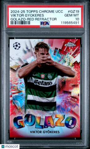 Viktor Gyokeres - 2024-25 Topps Chrome UEFA  Golazo Red Refractor PSA 10 5/5