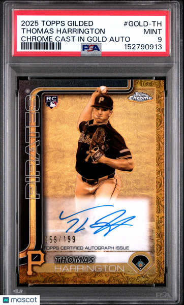 Thomas Harrington - 2025 Topps Gilded Chrome Cast In Gold Auto PSA 9 59/199