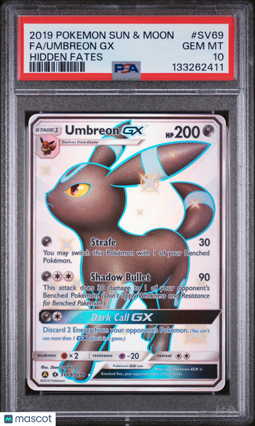 2019 Pokemon Sun & Moon Hidden Fates Umbreon GX Fa Hidden Fates PSA 10 #SV69