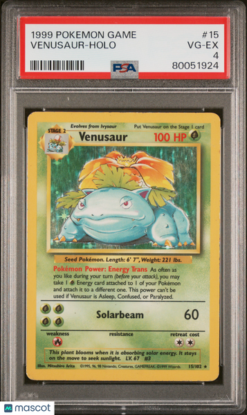1999 Pokemon Game Venusaur Holo PSA 4 #15