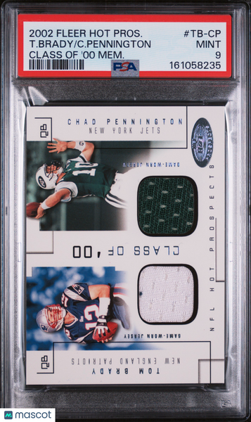 Tom Brady Pennington 2002 Fleer Hot Prospects Class Of '00 Patch 166/375 PSA 9