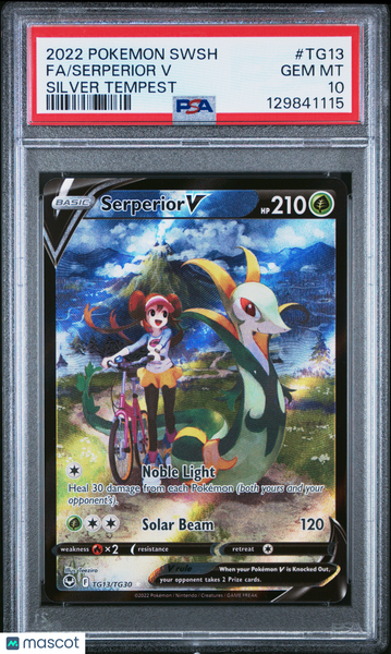 2022 Pokemon Sword & Shield Silver Tempest Serperior V Fa Silver Tempest PSA 10