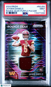 Jayden Daniels - 2024 Panini Prizm Rookie Gear Purple Pulsar PSA 9