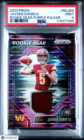 Jayden Daniels - 2024 Panini Prizm Rookie Gear Purple Pulsar PSA 9
