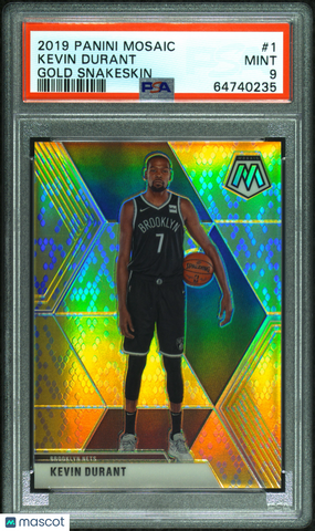 Kevin Durant - 2019 Panini Mosaic Gold Snakeskin PSA 9 7/8 JSY #