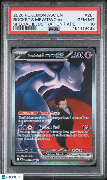 2026 Pokemon Ascended Heroes Rocket Mewtwo EX Illustration Rare PSA 10 281/217