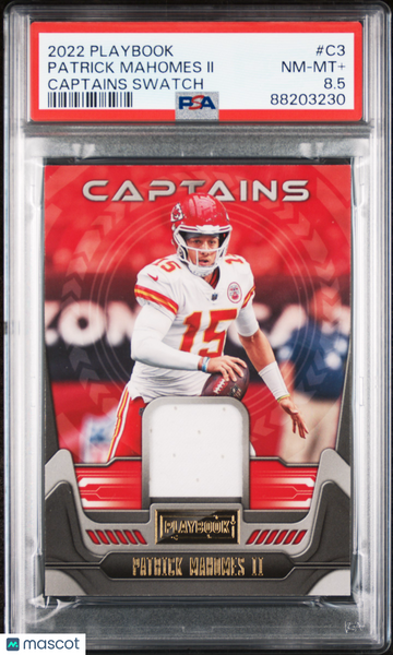 Patrick Mahomes II - 2022 Panini Playbook Captains Swatch PSA 8.5