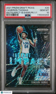 Cameron Thomas - 2021 Prizm Draft Picks Instant Impact Black Shimmer PSA 10 1/1