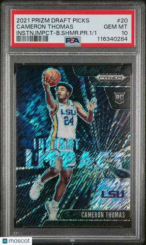 Cameron Thomas - 2021 Prizm Draft Picks Instant Impact Black Shimmer PSA 10 1/1