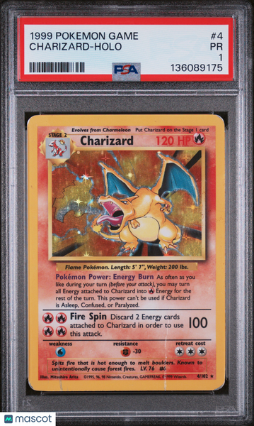 1999 Pokemon Game Charizard Holo PSA 1 #4
