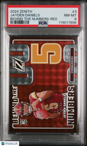 Jayden Daniels - 2024 Panini Zenith Behind The Numbers Red PSA 8