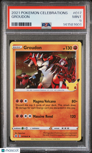 2021 Pokemon Celebrations Groudon PSA 9 #017
