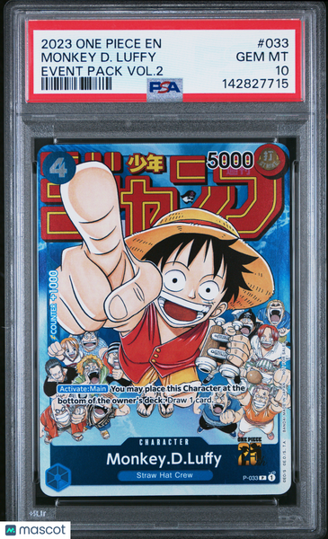 2023 One Piece Promos Monkey D. Luffy Event Pack Vol.2 PSA 10 #033
