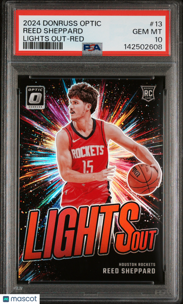 Reed Sheppard - 2024 Panini Donruss Optic Lights Out Red Rookie 50/99 PSA 10