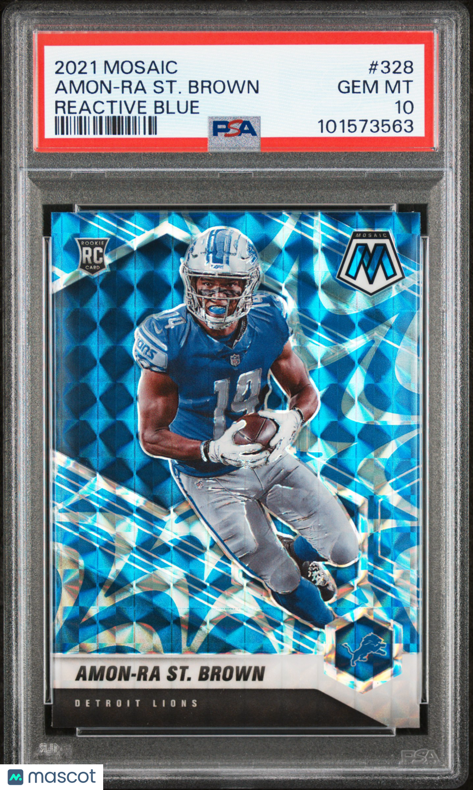 Amon-Ra ST. Brown - 2021 Panini Mosaic Reactive Blue PSA 10