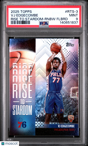 VJ Edgecombe - 2025 Topps Rise To Stardom Rnbw Flbrd PSA 9