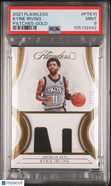 Kyrie Irving - 2021 Panini Flawless Patches Gold PSA 9 2/10 02/10