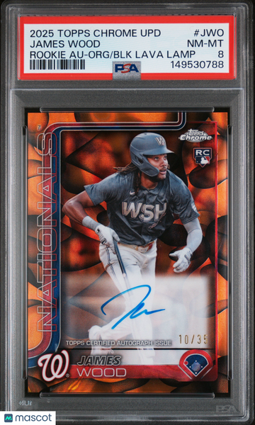 James Wood - 2025 Topps Chrome Update Rookie Autographs Org BLK Lava Lamp PSA 8 10/35