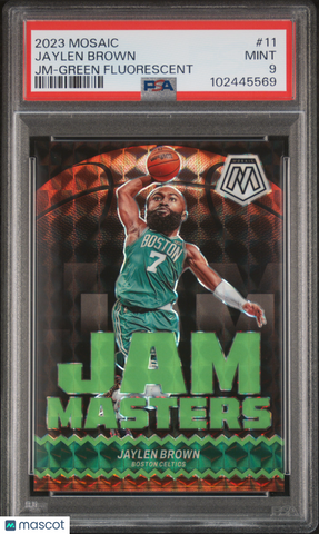 Jaylen Brown - 2023 Panini Mosaic Jam Masters JM Green Fluorescent PSA 9 1/10
