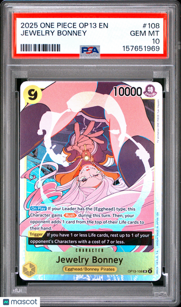2025 One Piece Op13-Carrying On His Will Jewelry Bonney PSA 10 #108