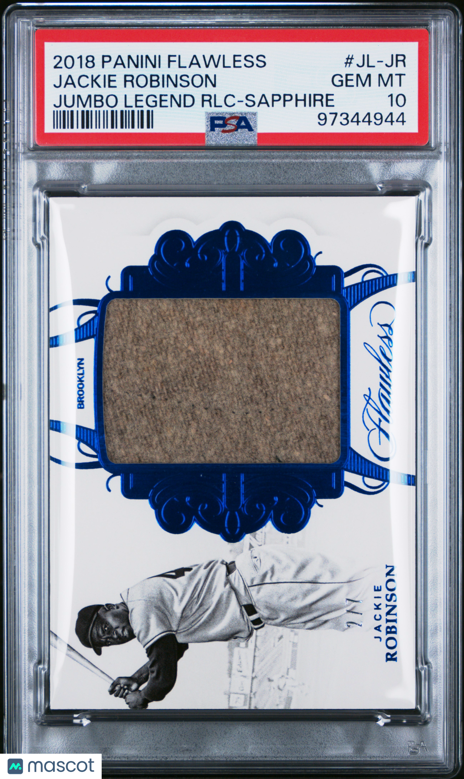 Jackie Robinson - 2018 Panini Flawless Jumbo Legend Relics RLC Sapphire PSA 10