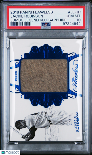Jackie Robinson - 2018 Panini Flawless Jumbo Legend Relics RLC Sapphire PSA 10