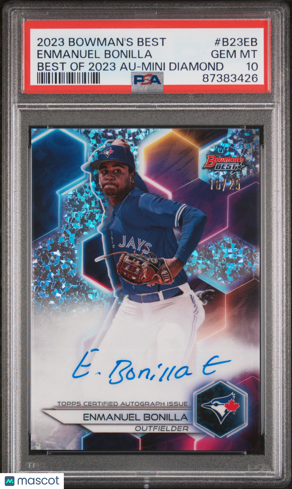 Enmanuel Bonilla - 2023 Bowman's Best  2023 Autographs Mini Dia Ref PSA 10 16/25