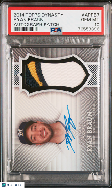 Ryan Braun - 2014 Topps Dynasty Autograph Patch PSA 10 9/10