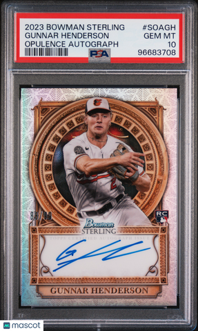 Gunnar Henderson - 2023 Bowman Sterling Opulence Autographs PSA 10 88/99