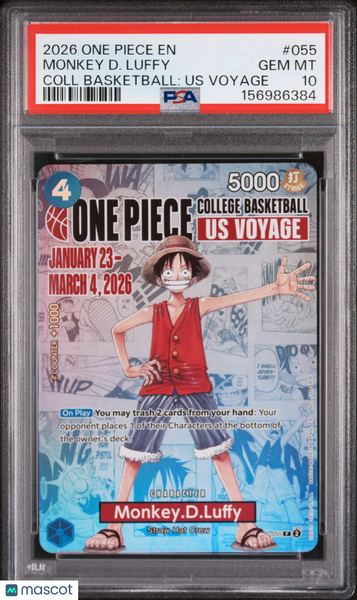 2026 One Piece Promos Monkey D. Luffy Coll Basketball: Us Voyage PSA 10 #055