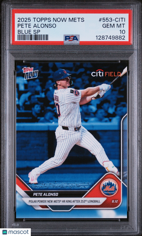 Pete Alonso - 2025 Topps Now Mets Blue SP PSA 10