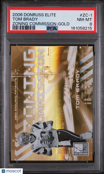 Tom Brady - 2006 Donruss Elite Zoning Commission Gold 953/1000 PSA 8