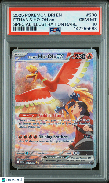 2025 Pokemon Dri EN-Destined Rivals Ethan's Ho-Oh EX PSA 10 #230