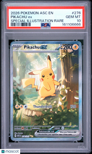 2026 Pokemon Ascended Heroes Pikachu EX Special Illustration Rare PSA 10 #276