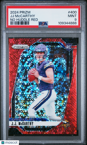 JJ Mccarthy - 2024 Panini Prizm No Huddle Red PSA 9 Rookie