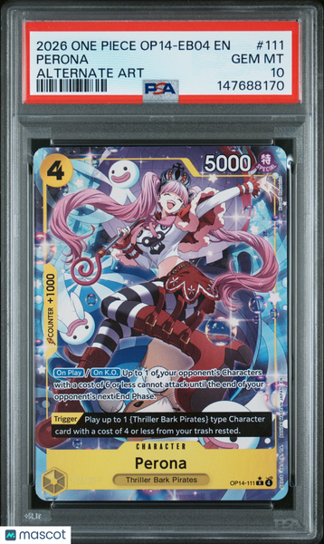 2026 One Piece Op14-Eb04-The Azure Sea's Seven Perona Alternate Art PSA 10 #111