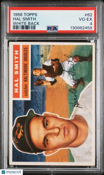 Hal Smith - 1956 Topps White Back PSA 4