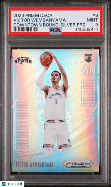 Victor Wembanyama - 2023 Panini Prizm Deca Downtown Bound Silver PSA 9 Rookie