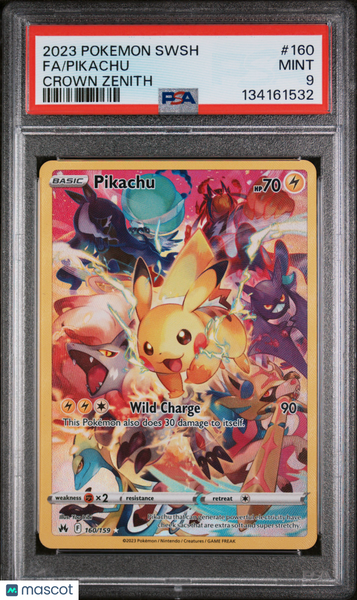 2023 Pokemon Sword And Shield Crown Zenith Pikachu Fa Crown Zenith PSA 9 #160